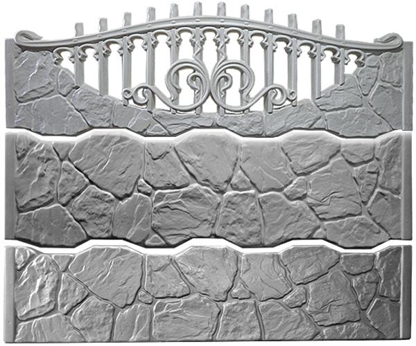 Заборная секция №43 "Булыжник", низ